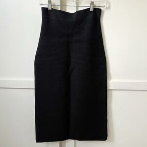 Black Ribbed Bandage Stretch Skirt